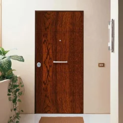 Porta blindata Super Noce 90x210 cm noce apertura dx