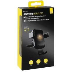 Porta cellulare auto Graviton Wireless con ricarica wireless nero