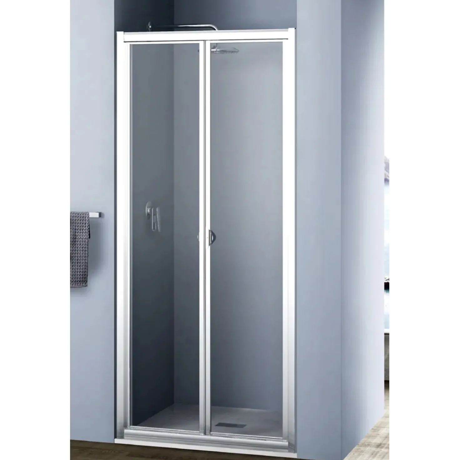 Porta doccia a soffietto Platz 100 cm H 190 cm argento e sintetico