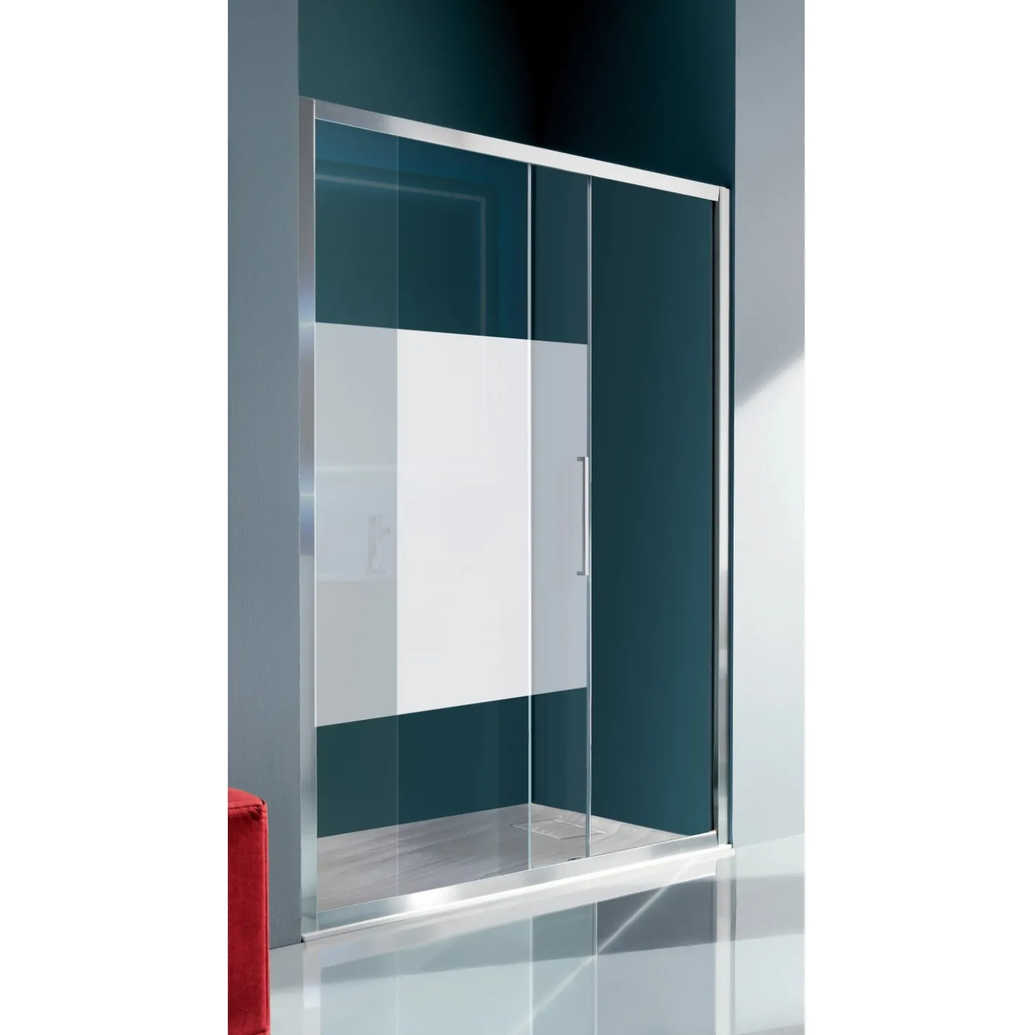 Porta doccia scorrevole Italia 117-121 cm in vetro serigrafato 6 mm