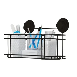 Porta oggetti doccia Bestlock ventose in metallo nero