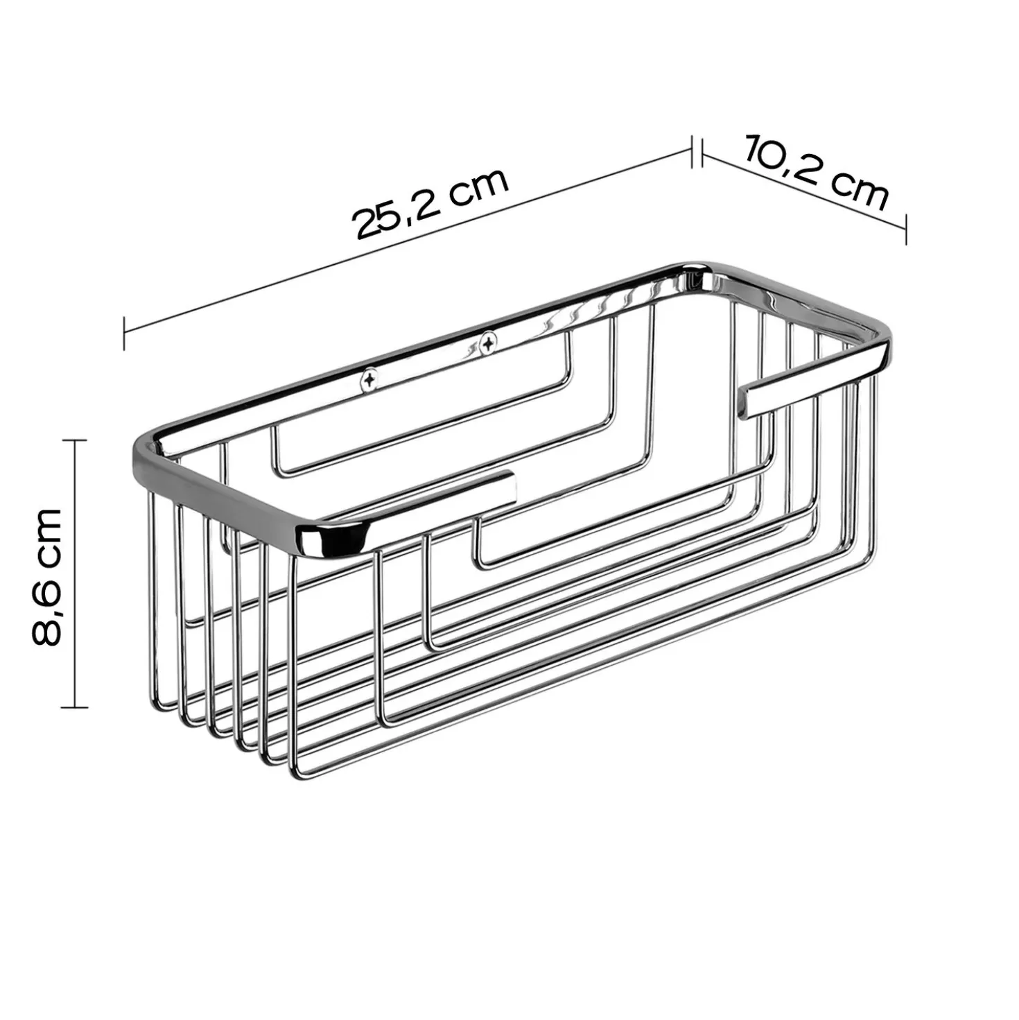 Porta oggetti doccia rettangolare in acciaio cromo