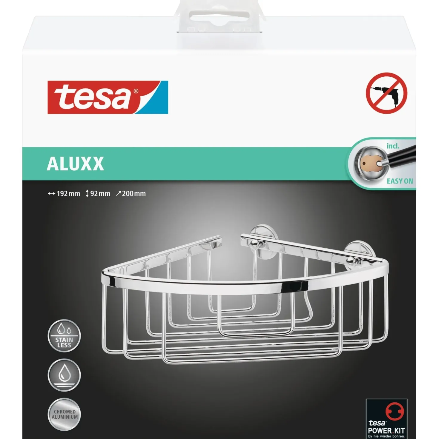 Porta oggetti doccia Tesa Aluxx singola in alluminio cromato