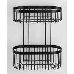 Porta oggetti doccia Wenko Classic Plus Black 2 ripiani in acciaio nero