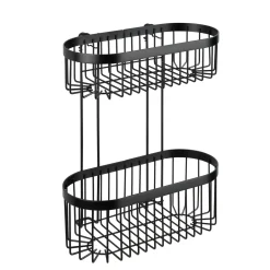 Porta oggetti doccia Wenko Classic Plus Black 2 ripiani in acciaio nero