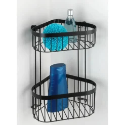 Porta oggetti doccia Wenko Classic Plus Black 2 ripiani in acciaio nero