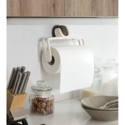 Porta rotoli cucina fissaggio a ventosa o viti 25x5 cm
