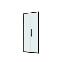 Porta saloon doccia 2 ante estensione cm 77-81 nero trasparente
