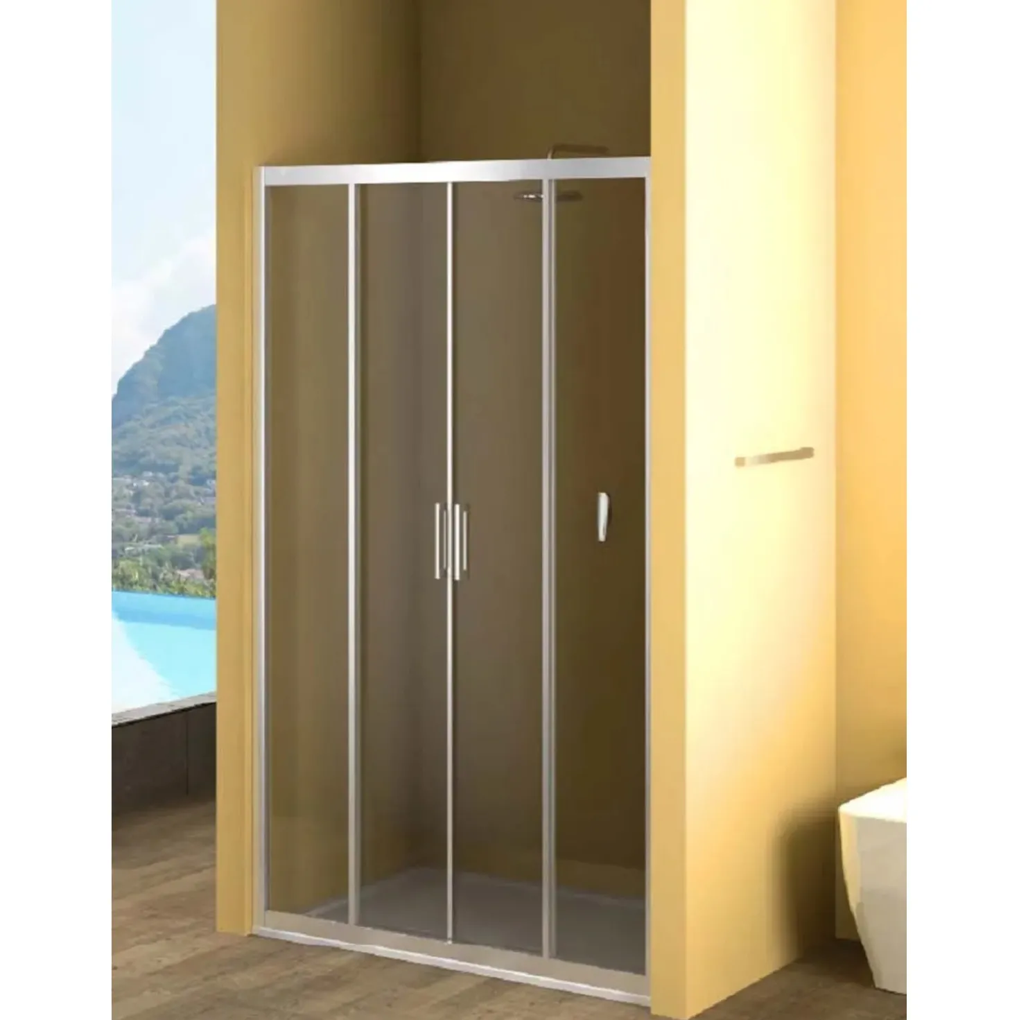 Porta scorrevole doccia 2 ante Bild L114/120xH190 cm argento