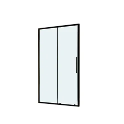 Porta scorrevole doccia a 2 ante estensione cm 117-121 nero trasparente