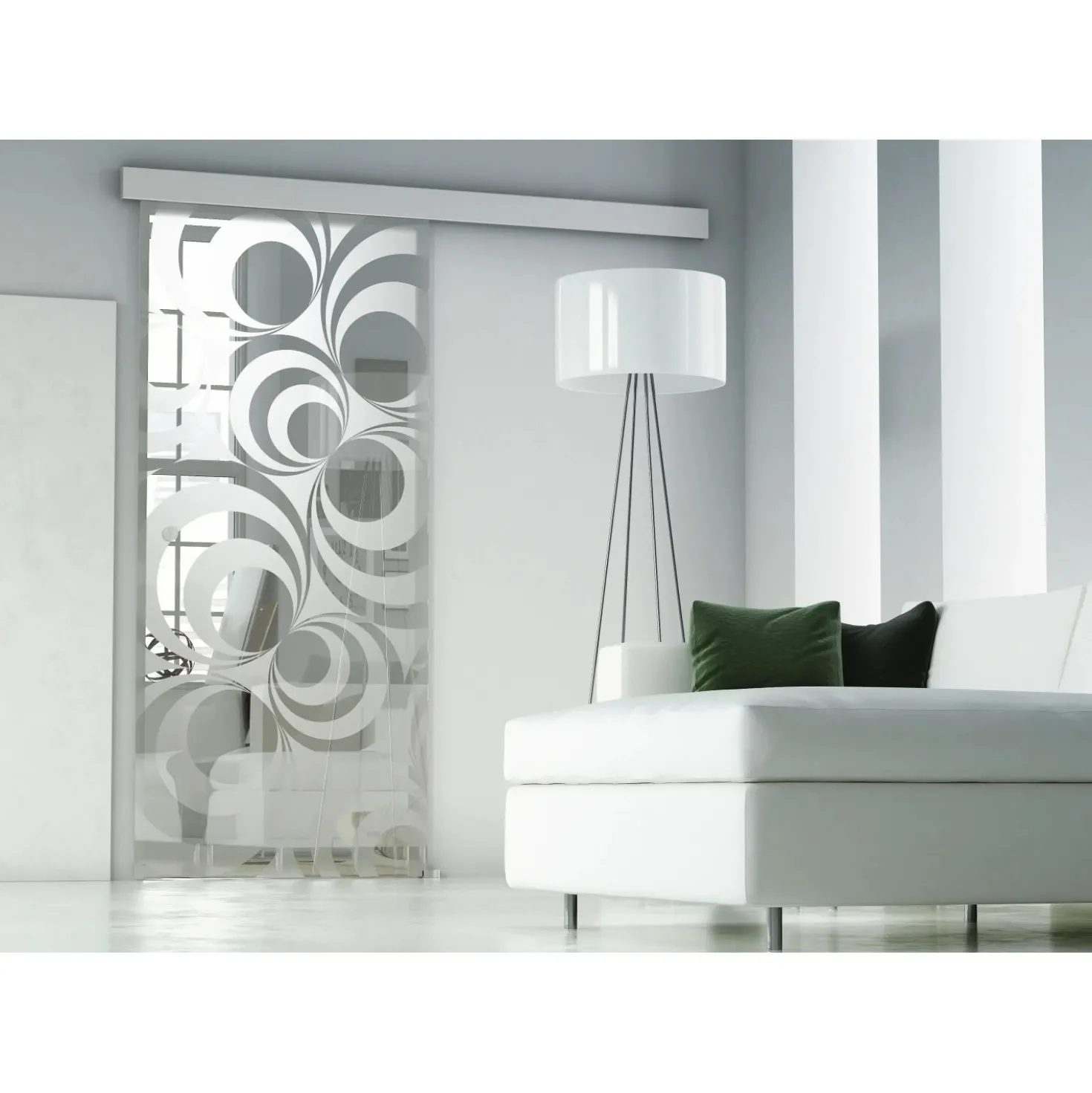 Porta scorrevole esterno muro in cristallo disegno Hypnotique 86x215 cm