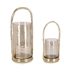 Portacandela Sagar tondo misura media H31 cm oro