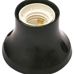 Portalampada E27 da parete con base dritta nero