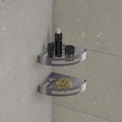 Portaoggetti doccia Nerva angolare acciaio inox aisi 304 gun metal