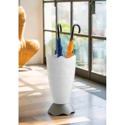 Portaombrelli in plastica Drop forma cilindro Ø 27,5 cm bianco
