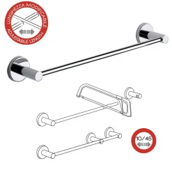 Portasalviette Felce Plus 35 cm cromato con biadesivo