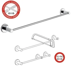 Portasalviette Felce Plus 60 cm cromato con biadesivo