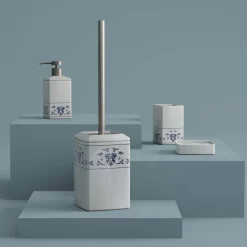 Portasapone bagno Cixi in porcellana bianco/blu