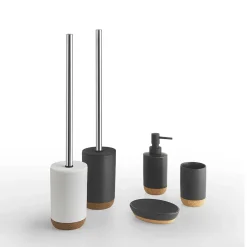Portasapone bagno Ilary in ceramica e sughero nero opaco