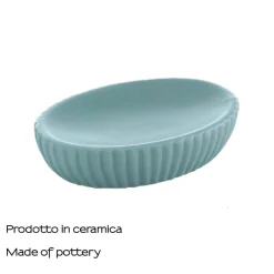 Portasapone bagno Marika in ceramica azzurro polvere