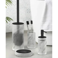 Portasapone bagno Marmor in vetro satinato effetto marmo