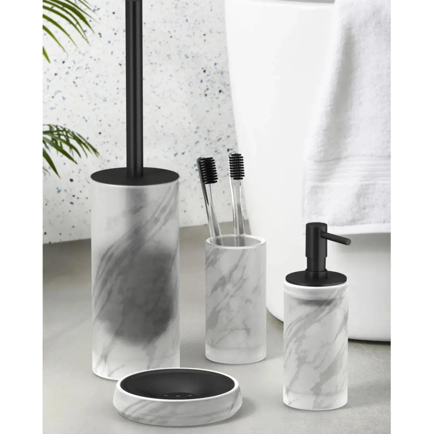 Portasapone bagno Marmor in vetro satinato effetto marmo