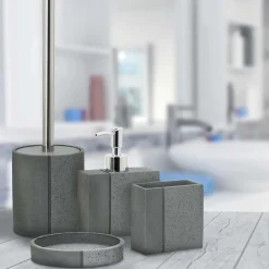 Portascopino bagno Fossil in poliresina grigio H 33,5 cm