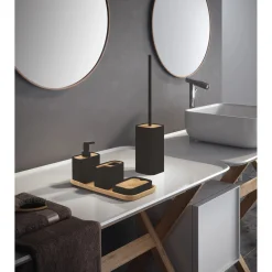 Portascopino bagno Ninfea H 46,2 cm nero opaco