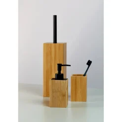 Portascopino bagno Padua bambù H 38 cm marrone