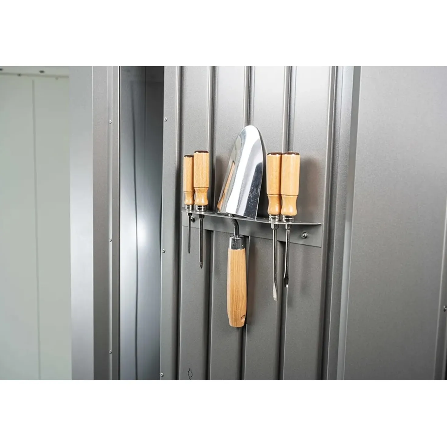 Portautensili casetta da giardino Neo Biohort grigio quarzo metallizzato