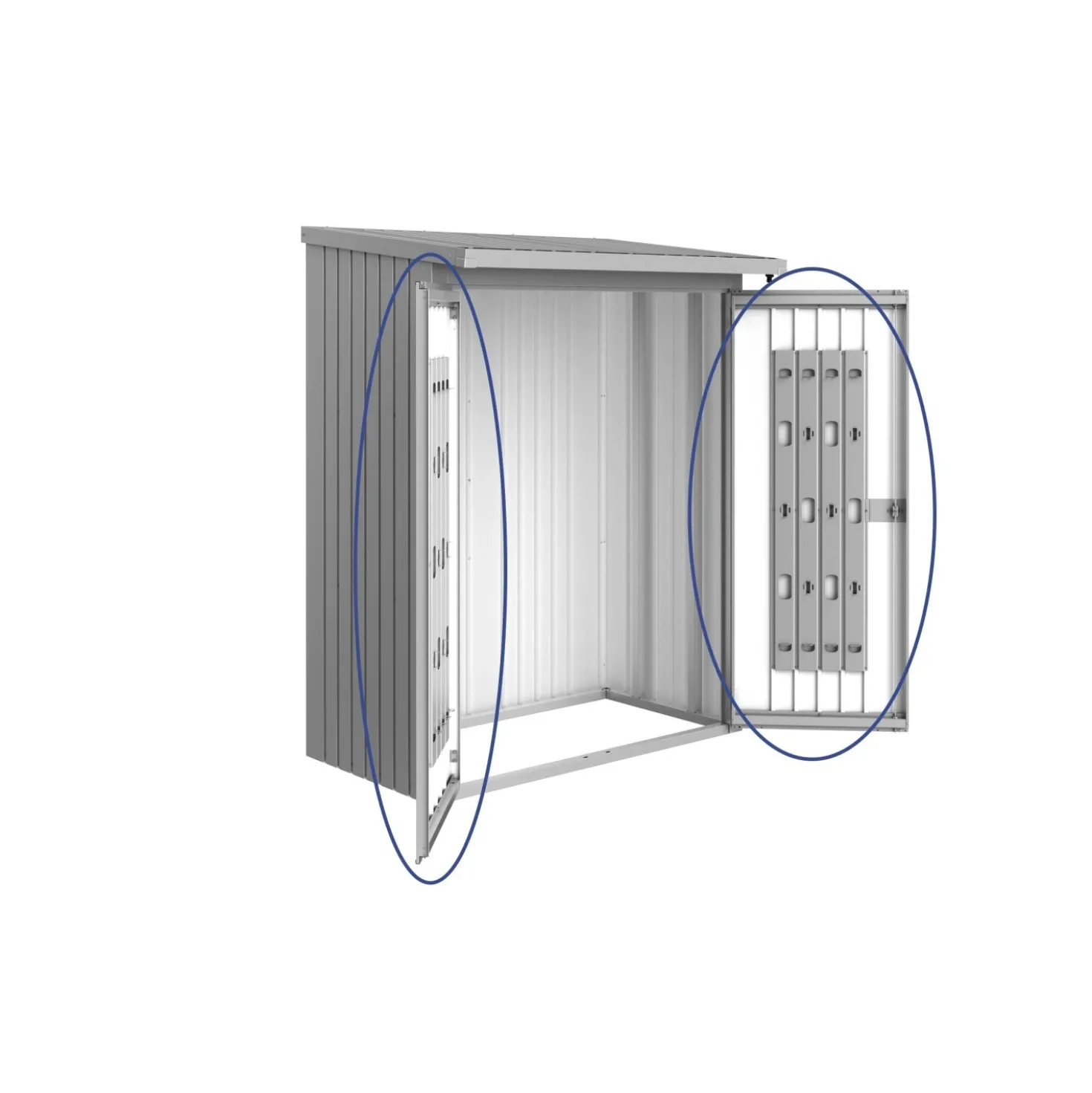 Porte per legnaia Biohort WoodStock 150 argento metallizzato