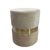 Pouf con fascia metallo 35x35xH40 cm beige e marrone