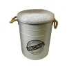 Pouf contenitore in metallo grigio 34x44,5 cm