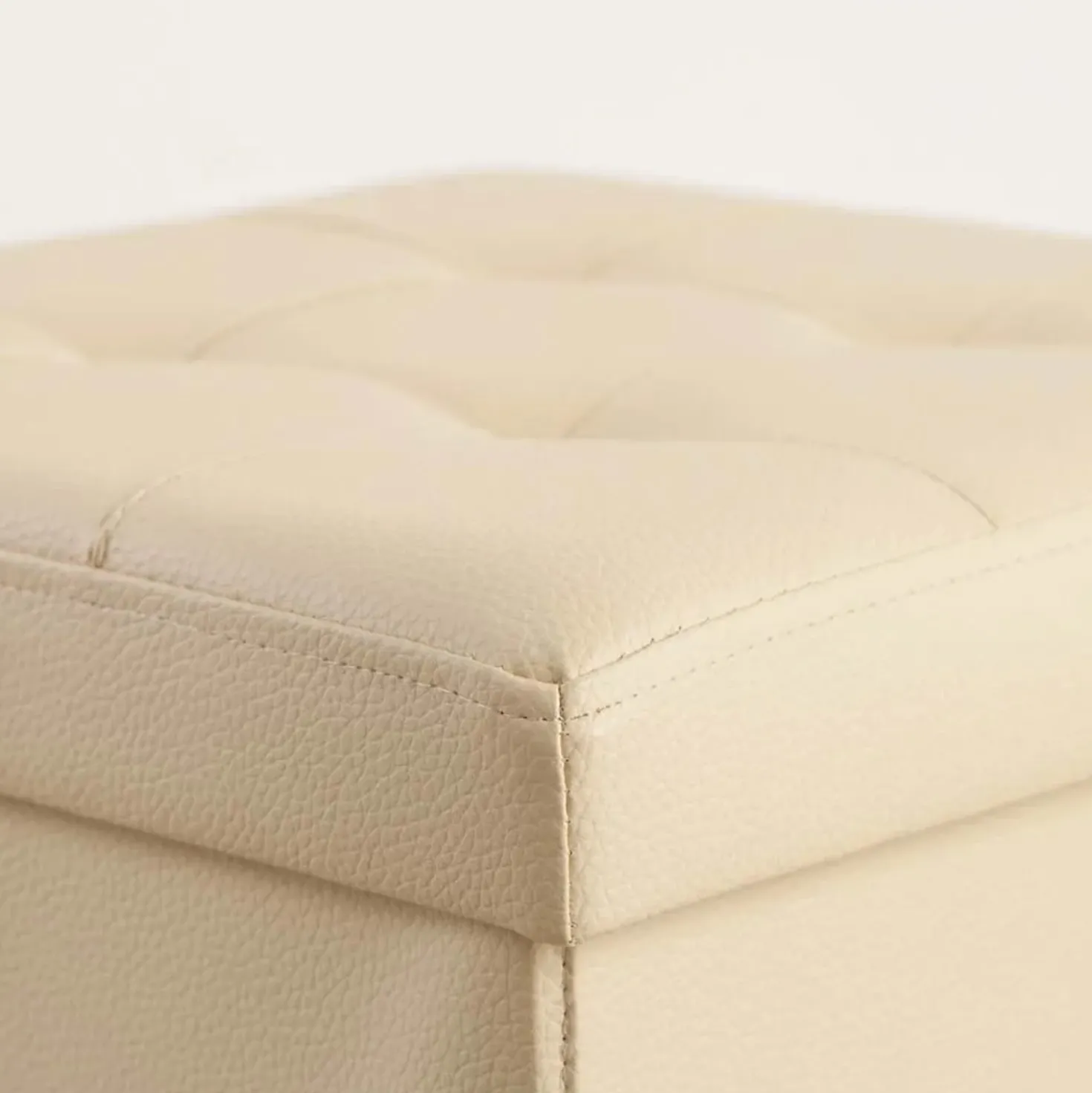 Pouf contenitore in similpelle 38x38x38 cm beige