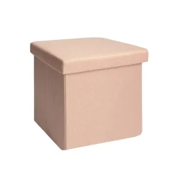 Pouf contenitore pieghevole tessuto rosa 38x38 cm