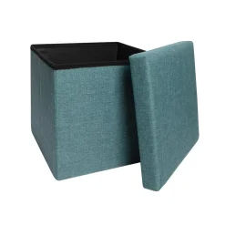 Pouf contenitore pieghevole tessuto verde 38x38 cm