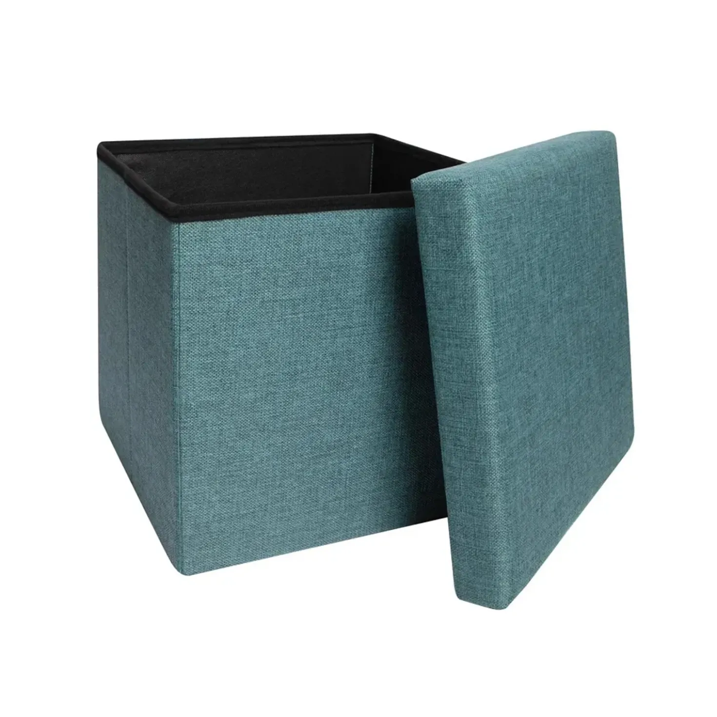 Pouf contenitore pieghevole tessuto verde 38x38 cm