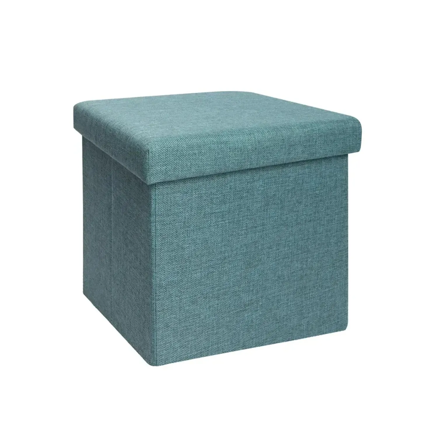 Pouf contenitore pieghevole tessuto verde 38x38 cm