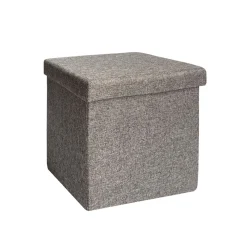 Pouf contenitore pieghevole tessuto grigio scuro 38x38 cm