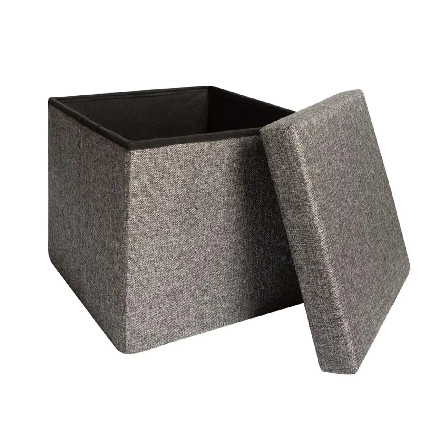 Pouf contenitore pieghevole tessuto grigio scuro 38x38 cm