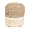Pouf Jalaja in juta naturale Ø 45 cm bianco