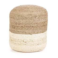 Pouf Jalaja in juta naturale Ø 45 cm bianco