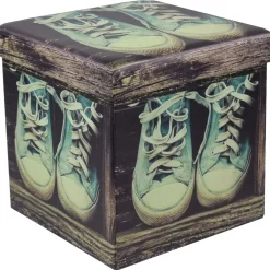 Pouf pieghevole imbottito in PU e MDF 35x35 cm H 35 cm colori assortiti