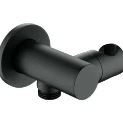 Presa acqua a parete rotonda con supporto doccetta Idrostile nero