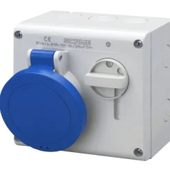 Presa da parete disp. blocco 16 A 2P+T IP44 200-250 V blu