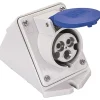 Presa inclinata da parete 16 A 2P+T IP44 blu
