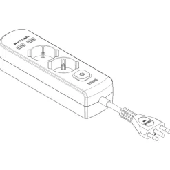Presa mobile multipla con 2 universale+2USB+ spina S17 + interruttore bianco