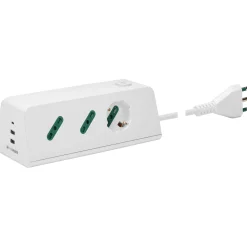 Presa mobile multipla scrivania 1 universale +2 P17/11+3 USB+ spina S17 bianco