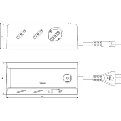 Presa mobile multipla scrivania 1 universale +2 P17/11+3 USB+ spina S17 bianco
