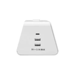Presa mobile multipla scrivania 1 universale +2 P17/11+3 USB+ spina S17 bianco